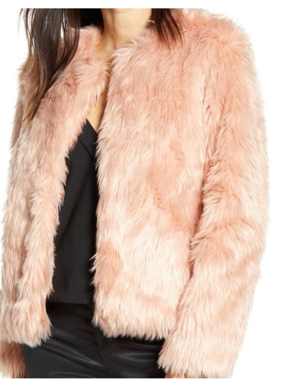 Chelsea28 Blush Pink Faux Fur Coat